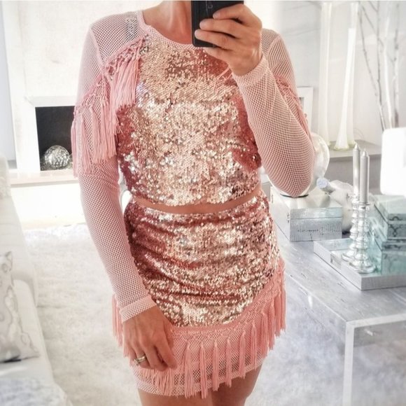 JASMINE Sequin & Tassel Set -Skirt / Top - Picture 1 of 4